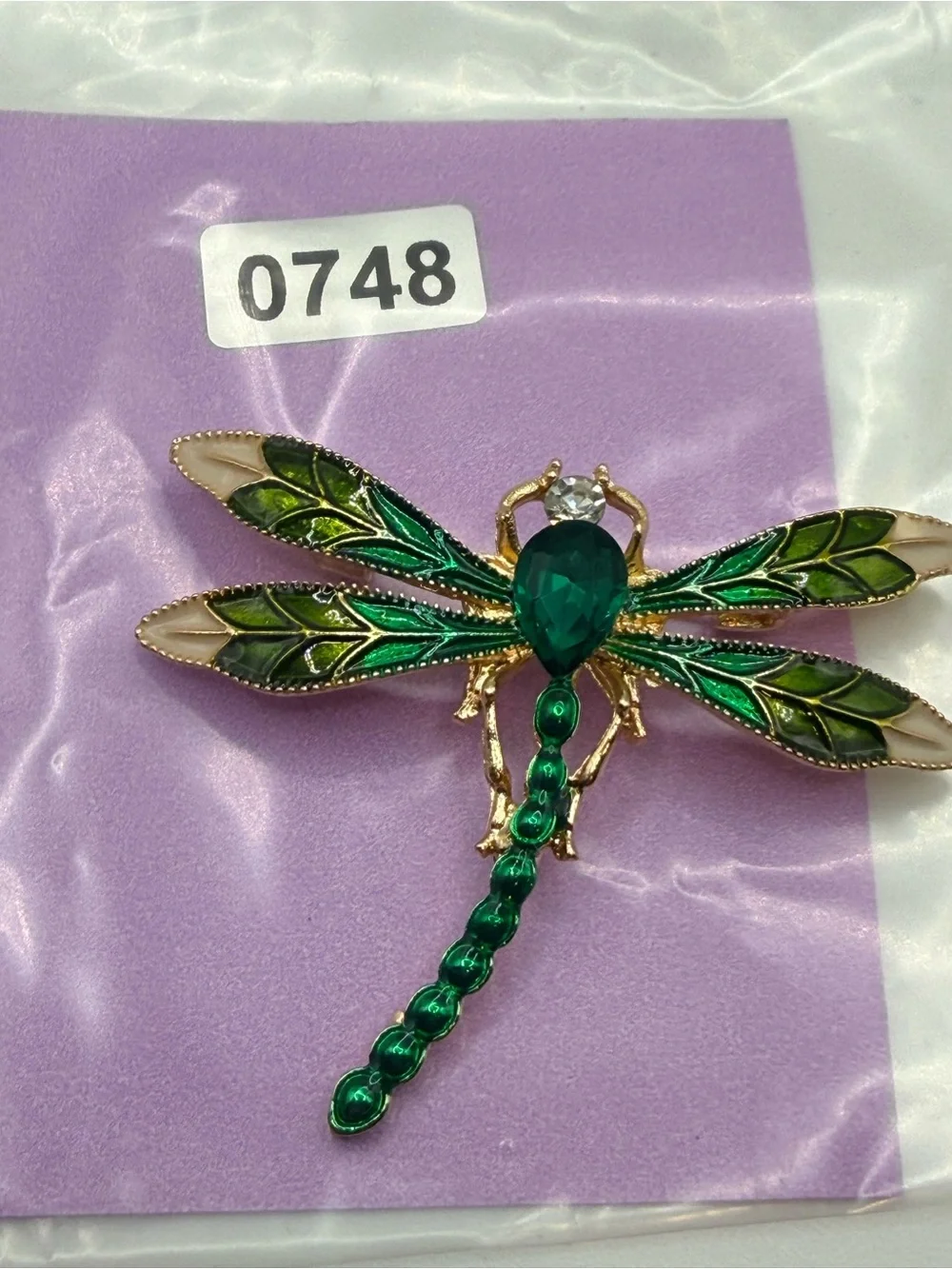 Enameled Rhinestone Dragonfly Brooch‎
